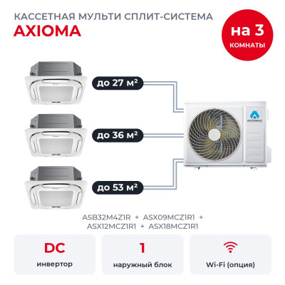 Мульти сплит-системы на 3 комнаты - Axioma ASB32M4Z1R/ASX09MCZ1R1/ASX12MCZ1R1/ASX18MCZ1R1
