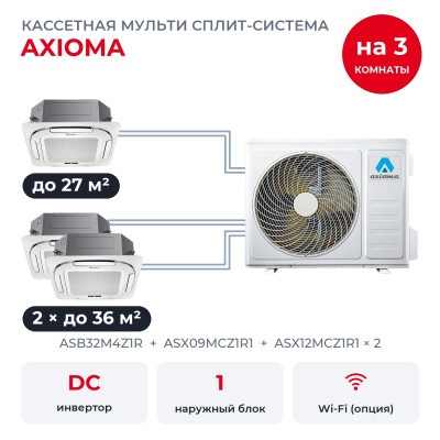 Мульти сплит-системы на 3 комнаты - Axioma ASB32M4Z1R/ASX09MCZ1R1/ASX12MCZ1R1x2