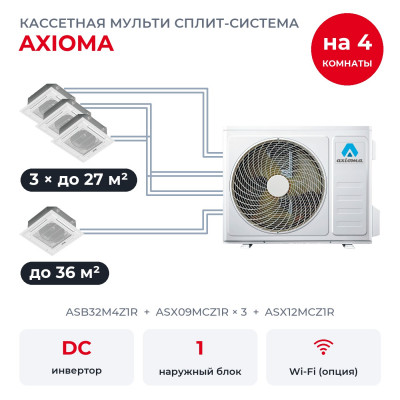 Мульти сплит-системы на 4 комнаты - Axioma ASB32M4Z1R/ASX09MCZ1Rx3/ASX12MCZ1R