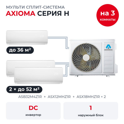 Мульти сплит-системы на 3 комнаты - Axioma ASB32M4Z1R/ASX12MHZ1R/ASX18MHZ1Rx2