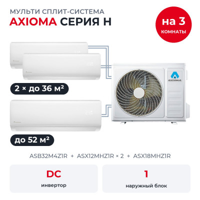 Мульти сплит-системы на 3 комнаты - Axioma ASB32M4Z1R/ASX12MHZ1Rx2/ASX18MHZ1R