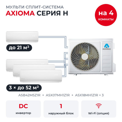 Мульти сплит-системы на 4 комнаты - Axioma ASB42M5Z1R/ASX07MH1Z1R/ASX18MH1Z1Rx3