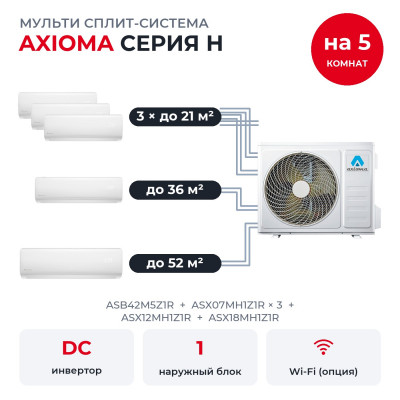 Мульти сплит-системы на 5 комнат - Axioma ASB42M5Z1R/ASX07MH1Z1Rx3/ASX12MH1Z1R/ASX18MH1Z1R