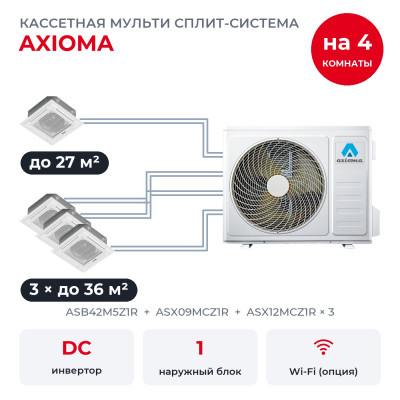 Мульти сплит-системы на 4 комнаты - Axioma ASB42M5Z1R/ASX09MCZ1R/ASX12MCZ1Rx3