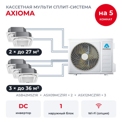 Мульти сплит-системы на 5 комнат - Axioma ASB42M5Z1R/ASX09MCZ1R1x2/ASX12MCZ1R1x3