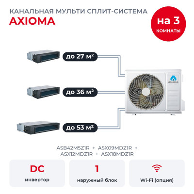 Мульти сплит-системы на 3 комнаты - Axioma ASB42M5Z1R/ASX09MDZ1R/ASX12MDZ1R/ASX18MDZ1R