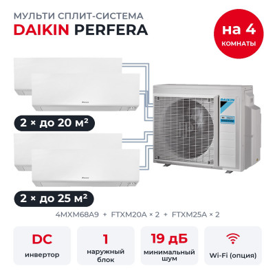Мульти сплит-системы на 4 комнаты - Daikin 4MXM68A9/FTXM20Ax2/FTXM25Ax2