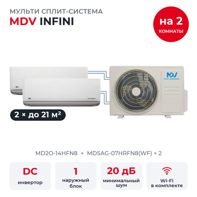 Купить Готовые комплекты мульти-сплит MDV - MDV MD2O-14HFN8/MDSAG-07HRFN8(WF)x2 по низкой цене у официального дилера Готовые комплекты мульти-сплит MDV - MDV MD2O-14HFN8/MDSAG-07HRFN8(WF)x2