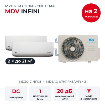 MDV MD3O-21HFN8/MDSAG-07HRFN8(WF)x2 MDV MD3O-21HFN8/MDSAG-07HRFN8(WF)x2