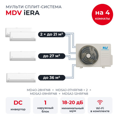 Мульти сплит-системы MDV на 4 комнаты - MDV MD4O-28HFN8/MDSAJ-07HRFN8x2/MDSAJ-09HRFN8/MDSAJ-12HRFN8