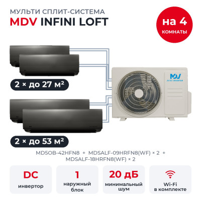 Мульти сплит-системы MDV на 4 комнаты - MDV MD5OB-42HFN8/MDSALF-09HRFN8(WF)x2/MDSALF-18HRFN8(WF)x2