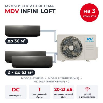 Готовые комплекты мульти-сплит MDV - MDV MD5OB-42HFN8/MDSALF-12HRFN8(WF)/MDSALF-18HRFN8(WF)x2