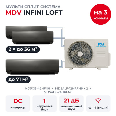 Готовые комплекты мульти-сплит MDV - MDV MD5OB-42HFN8/MDSALF-12HRFN8x2/MDSALF-24HRFN8