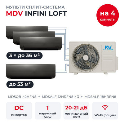 Готовые комплекты мульти-сплит MDV - MDV MD5OB-42HFN8/MDSALF-12HRFN8x3/MDSALF-18HRFN8