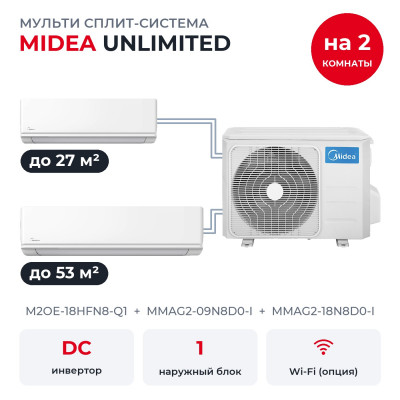 Готовые комплекты мульти сплит-систем - Midea M2OE-18HFN8-Q1/MMAG2-09N8D0-I/MMAG2-18N8D0-I