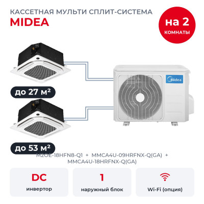 Готовые комплекты мульти сплит-систем - Midea M2OE-18HFN8-Q1/MMCA4U-09HRFNX-Q(GA)/MMCA4U-18HRFNX-Q(GA)