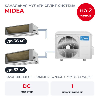 Готовые комплекты мульти сплит-систем - Midea M2OE-18HFN8-Q1/MMTJ1-12FWN8G1/MMTJ1-18FWN8G1