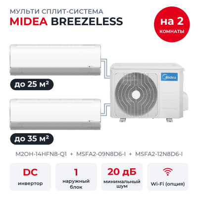 Готовые комплекты мульти сплит-систем - Midea M2OH-14HFN8-Q1/MSFA2-09N8D6-I/MSFA2-12N8D6-I