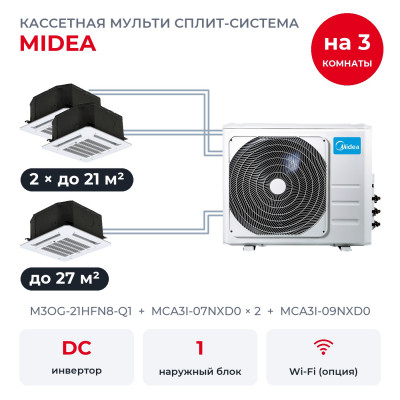 Готовые комплекты мульти сплит-систем - Midea M3OG-21HFN8-Q1/MCA3I-07NXD0x2/MCA3I-09NXD0