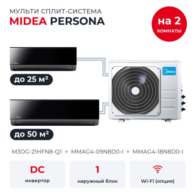 Готовые комплекты мульти сплит-систем - Midea M3OG-21HFN8-Q1/MMAG4-09N8D0-I/MMAG4-18N8D0-I