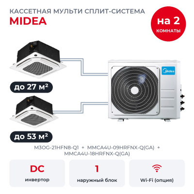 Готовые комплекты мульти сплит-систем - Midea M3OG-21HFN8-Q1/MMCA4U-09HRFNX-Q(GA)/MMCA4U-18HRFNX-Q(GA)