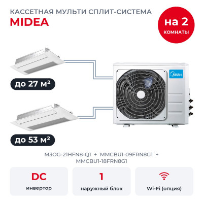 Готовые комплекты мульти сплит-систем - Midea M3OG-21HFN8-Q1/MMCBU1-09FRN8G1/MMCBU1-18FRN8G1
