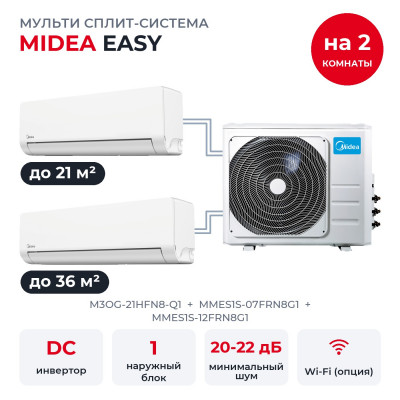 Готовые комплекты мульти сплит-систем - Midea M3OG-21HFN8-Q1/MMES1S-07FRN8G1/MMES1S-12FRN8G1