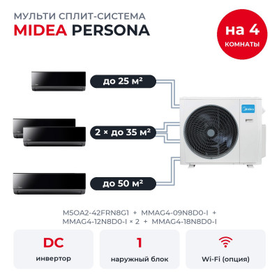 Купить Готовые комплекты мульти сплит-систем - Midea M5OA2-42FRN8G1/MMAG4-09N8D0-I/MMAG4-12N8D0-Ix2/MMAG4-18N8D0-I по низкой цене у официального дилера Готовые комплекты мульти сплит-систем - Midea M5OA2-42FRN8G1/MMAG4-09N8D0-I/MMAG4-12N8D0-Ix2/MMAG4-18N8D0-I