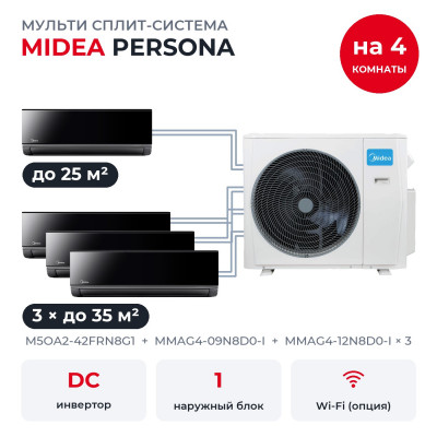 Готовые комплекты мульти сплит-систем - Midea M5OA2-42FRN8G1/MMAG4-09N8D0-I/MMAG4-12N8D0-Ix3