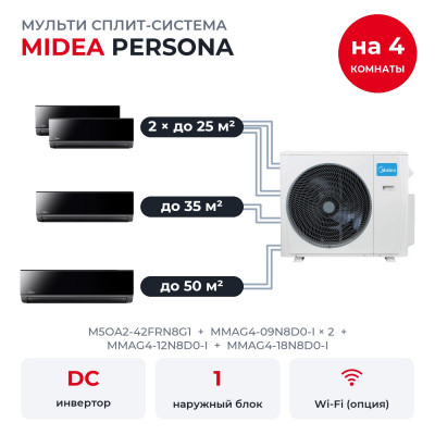 Готовые комплекты мульти сплит-систем - Midea M5OA2-42FRN8G1/MMAG4-09N8D0-Ix2/MMAG4-12N8D0-I/MMAG4-18N8D0-I
