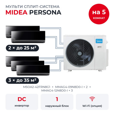 Готовые комплекты мульти сплит-систем - Midea M5OA2-42FRN8G1/MMAG4-09N8D0-Ix2/MMAG4-12N8D0-Ix3