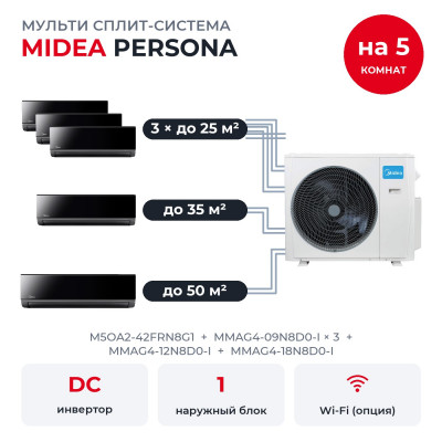 Готовые комплекты мульти сплит-систем - Midea M5OA2-42FRN8G1/MMAG4-09N8D0-Ix3/MMAG4-12N8D0-I/MMAG4-18N8D0-I