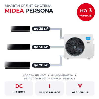 Купить Мульти сплит-системы на 3 комнаты - Midea M5OA2-42FRN8G1/MMAG4-12N8D0-I/MMAG4-18N8D0-I/MMAG4-24N8D0-I по низкой цене у официального дилера Мульти сплит-системы на 3 комнаты - Midea M5OA2-42FRN8G1/MMAG4-12N8D0-I/MMAG4-18N8D0-I/MMAG4-24N8D0-I