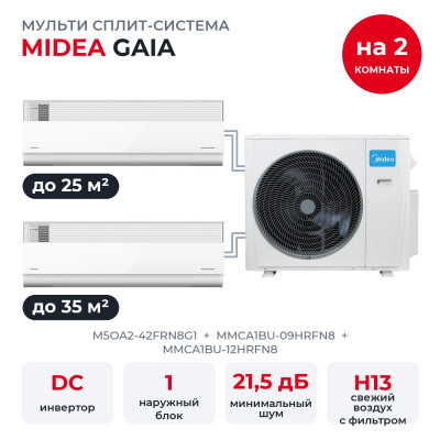 Готовые комплекты мульти сплит-систем - Midea M5OA2-42FRN8G1/MMCA1BU-09HRFN8/MMCA1BU-12HRFN8