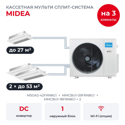 Мульти сплит-системы на 3 комнаты - Midea M5OA2-42FRN8G1/MMCBU1-09FRN8G1/MMCBU1-18FRN8G1x2