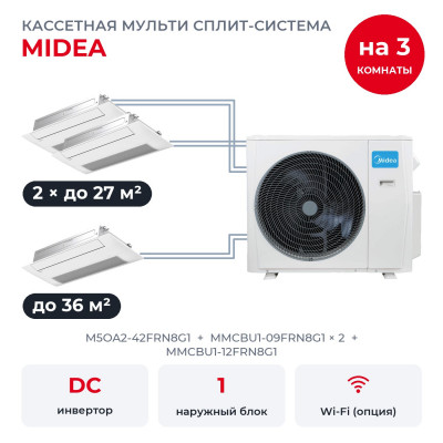 Мульти сплит-системы на 3 комнаты - Midea M5OA2-42FRN8G1/MMCBU1-09FRN8G1x2/MMCBU1-12FRN8G1