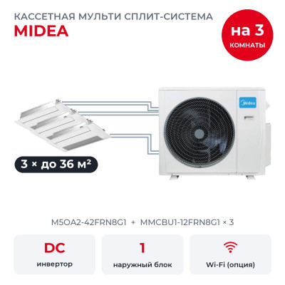 Мульти сплит-системы на 3 комнаты - Midea M5OA2-42FRN8G1/MMCBU1-12FRN8G1x3