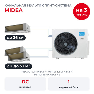 Мульти сплит-системы на 3 комнаты - Midea M5OA2-42FRN8G1/MMTJ1-12FWN8G1/MMTJ1-18FWN8G1x2