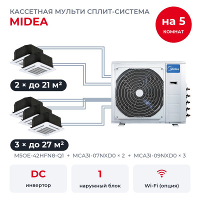Мульти сплит-системы на 5 комнат - Midea M5OE-42HFN8-Q1/MCA3I-07NXD0x2/MCA3I-09NXD0x3