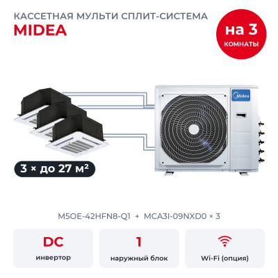 Мульти сплит-системы на 3 комнаты - Midea M5OE-42HFN8-Q1/MCA3I-09NXD0x3