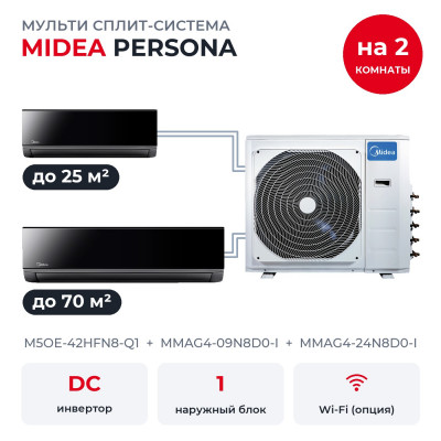 Мульти сплит-системы на 2 комнаты - Midea M5OE-42HFN8-Q1/MMAG4-09N8D0-I/MMAG4-24N8D0-I