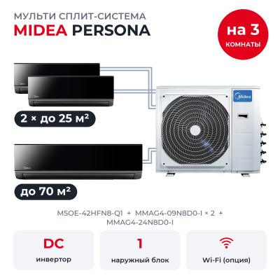 Мульти сплит-системы на 3 комнаты - Midea M5OE-42HFN8-Q1/MMAG4-09N8D0-Ix2/MMAG4-24N8D0-I