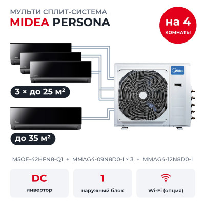 Мульти сплит-системы на 4 комнаты - Midea M5OE-42HFN8-Q1/MMAG4-09N8D0-Ix3/MMAG4-12N8D0-I