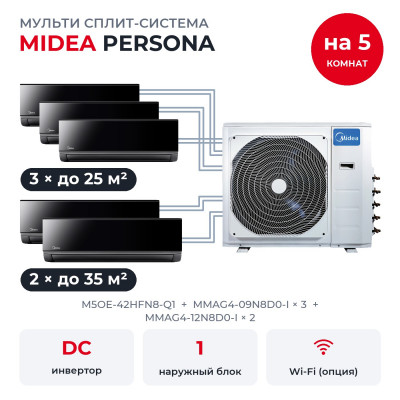 Мульти сплит-системы на 5 комнат - Midea M5OE-42HFN8-Q1/MMAG4-09N8D0-Ix3/MMAG4-12N8D0-Ix2