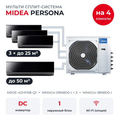 Мульти сплит-системы на 4 комнаты - Midea M5OE-42HFN8-Q1/MMAG4-09N8D0-Ix3/MMAG4-18N8D0-I