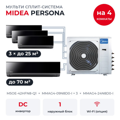 Мульти сплит-системы на 4 комнаты - Midea M5OE-42HFN8-Q1/MMAG4-09N8D0-Ix3/MMAG4-24N8D0-I