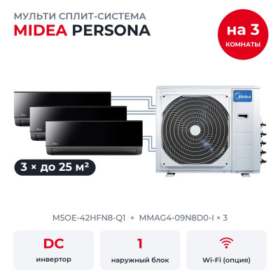 Мульти сплит-системы на 3 комнаты - Midea M5OE-42HFN8-Q1/MMAG4-09N8D0-Ix3