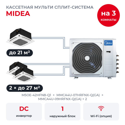 Купить Готовые комплекты мульти сплит-систем - Midea M5OE-42HFN8-Q1/MMCA4U-07HRFNX-Q(GA)/MMCA4U-09HRFNX-Q(GA)x2 по низкой цене у официального дилера Готовые комплекты мульти сплит-систем - Midea M5OE-42HFN8-Q1/MMCA4U-07HRFNX-Q(GA)/MMCA4U-09HRFNX-Q(GA)x2