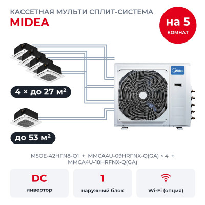 Мульти сплит-системы на 5 комнат - Midea M5OE-42HFN8-Q1/MMCA4U-09HRFNX-Q(GA)x4/MMCA4U-18HRFNX-Q(GA)