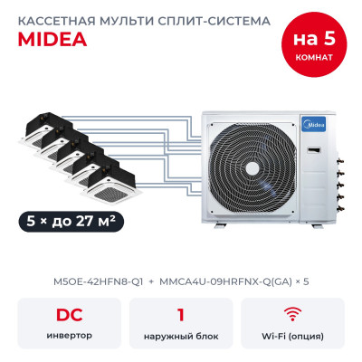 Мульти сплит-системы на 5 комнат - Midea M5OE-42HFN8-Q1/MMCA4U-09HRFNX-Q(GA)x5